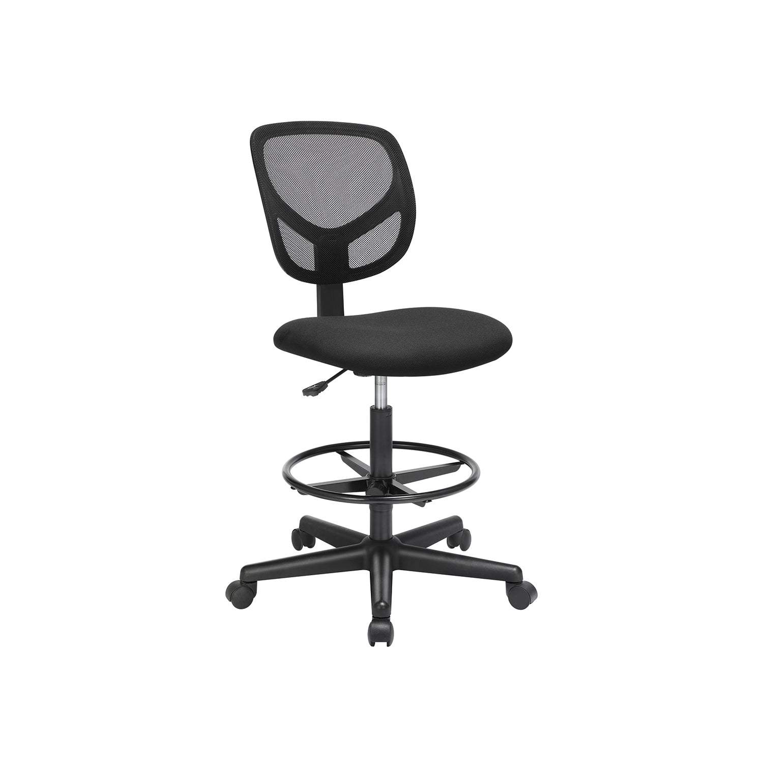 Office Stuhl - mit verstellbarem Fußring - Atmungsaktives Netzwerk - Schwarz