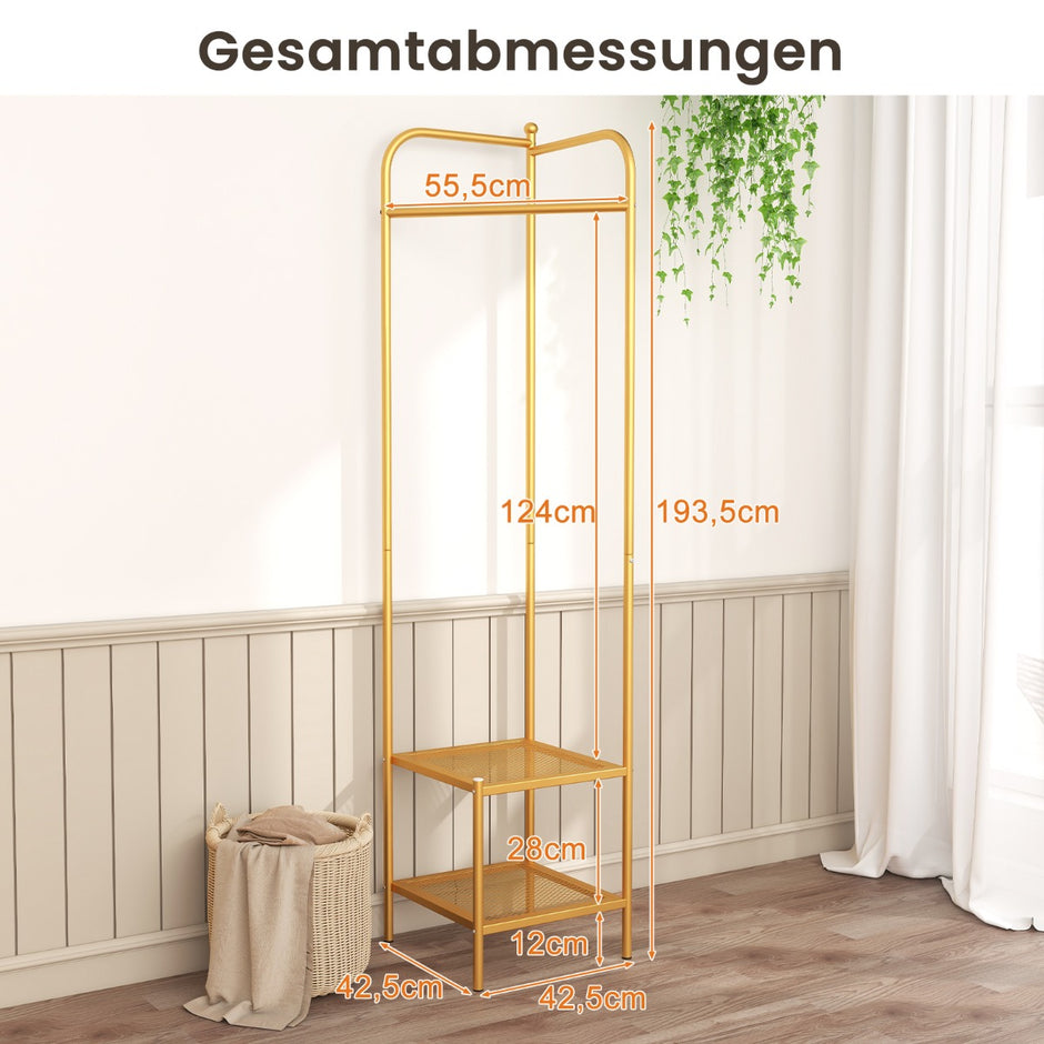 Metallisk – hörnkläderstativ med övre haken fristående – Guld