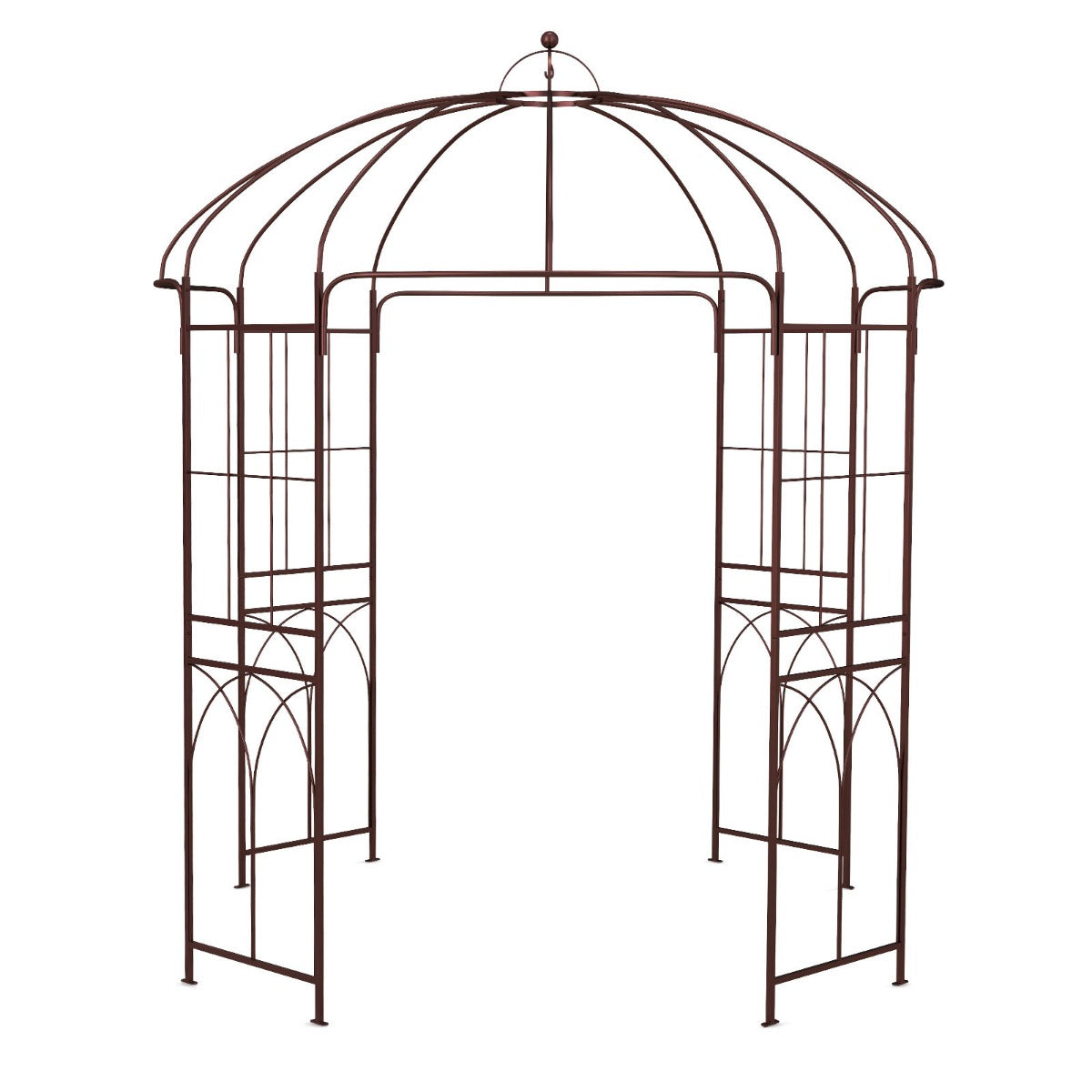 Metallrosbåge – i fågelburform valv spaljé trädgårdsbåge – 211 x 256 cm – Brons