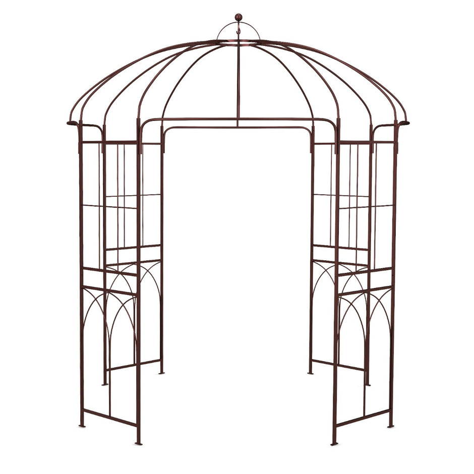 Metallrosbåge – i fågelburform valv spaljé trädgårdsbåge – 211 x 256 cm – Brons