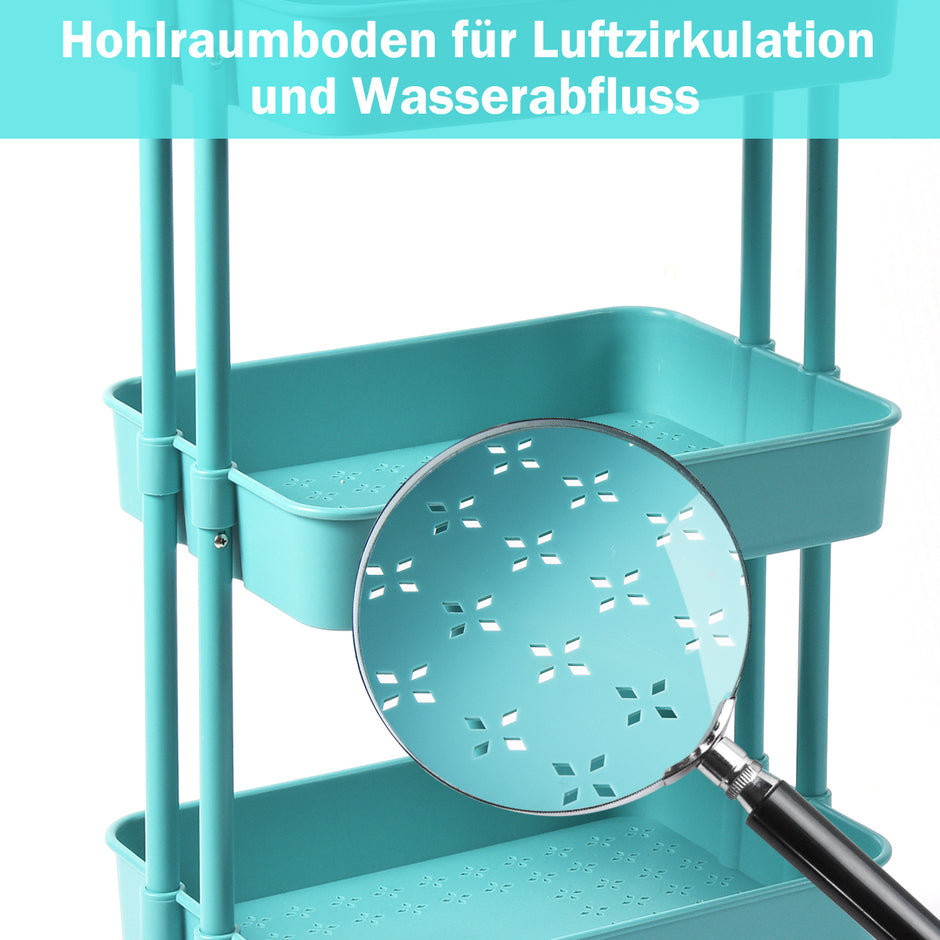 hyllor – Rullvagn Multifunktionsvagn med handtag Enkel montering – 3 – Turkos