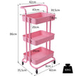 hyllor – Rullvagn Multi Purpose Cart med handtag Enkel montering – 3 – Rosa