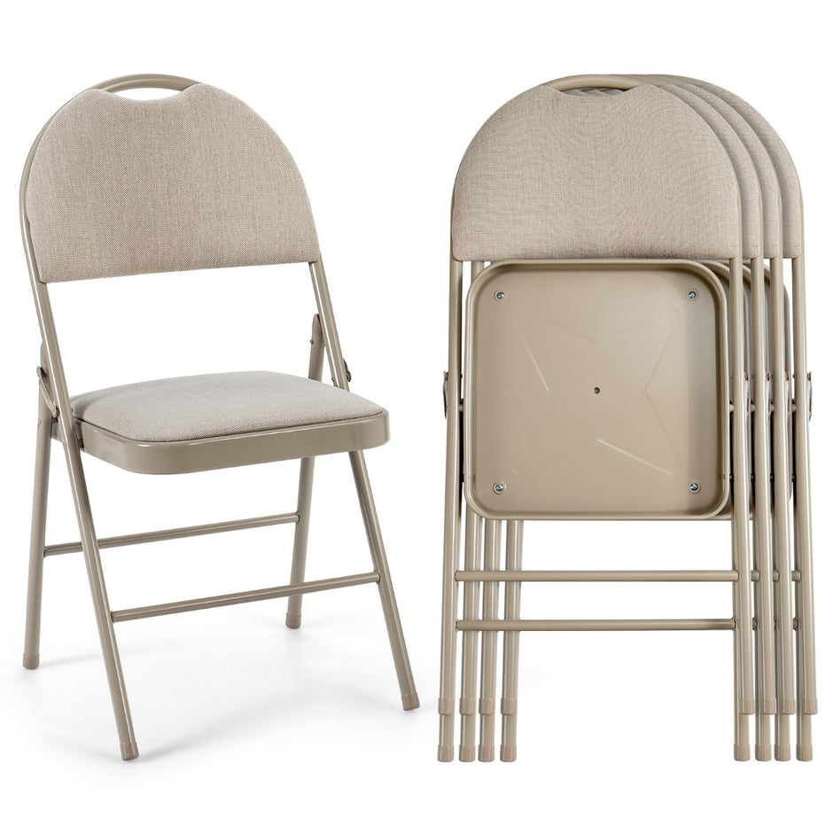 hopfällbara – stolar Bärbara med stoppad sits för hembeige – 4 – Beige