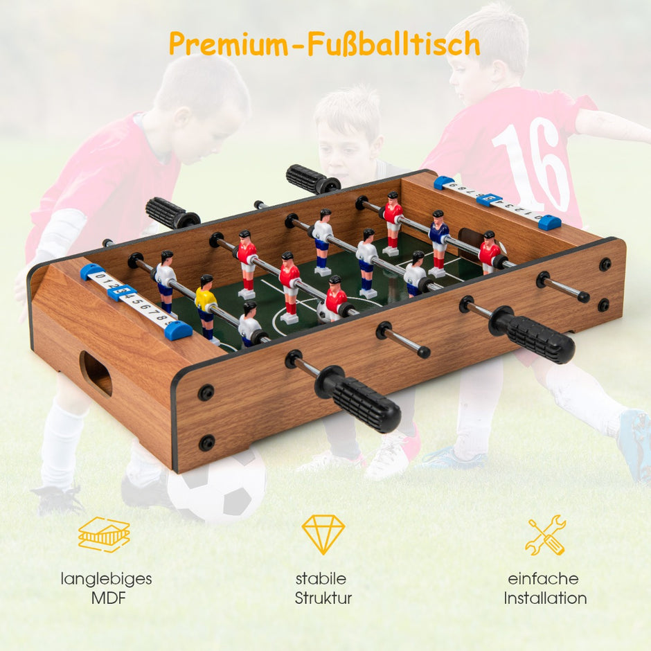 Minifotbollsbord – för spelare, platsbesparande med robust handtag, – 2 51 x 30,5 x 9 cm – Natur