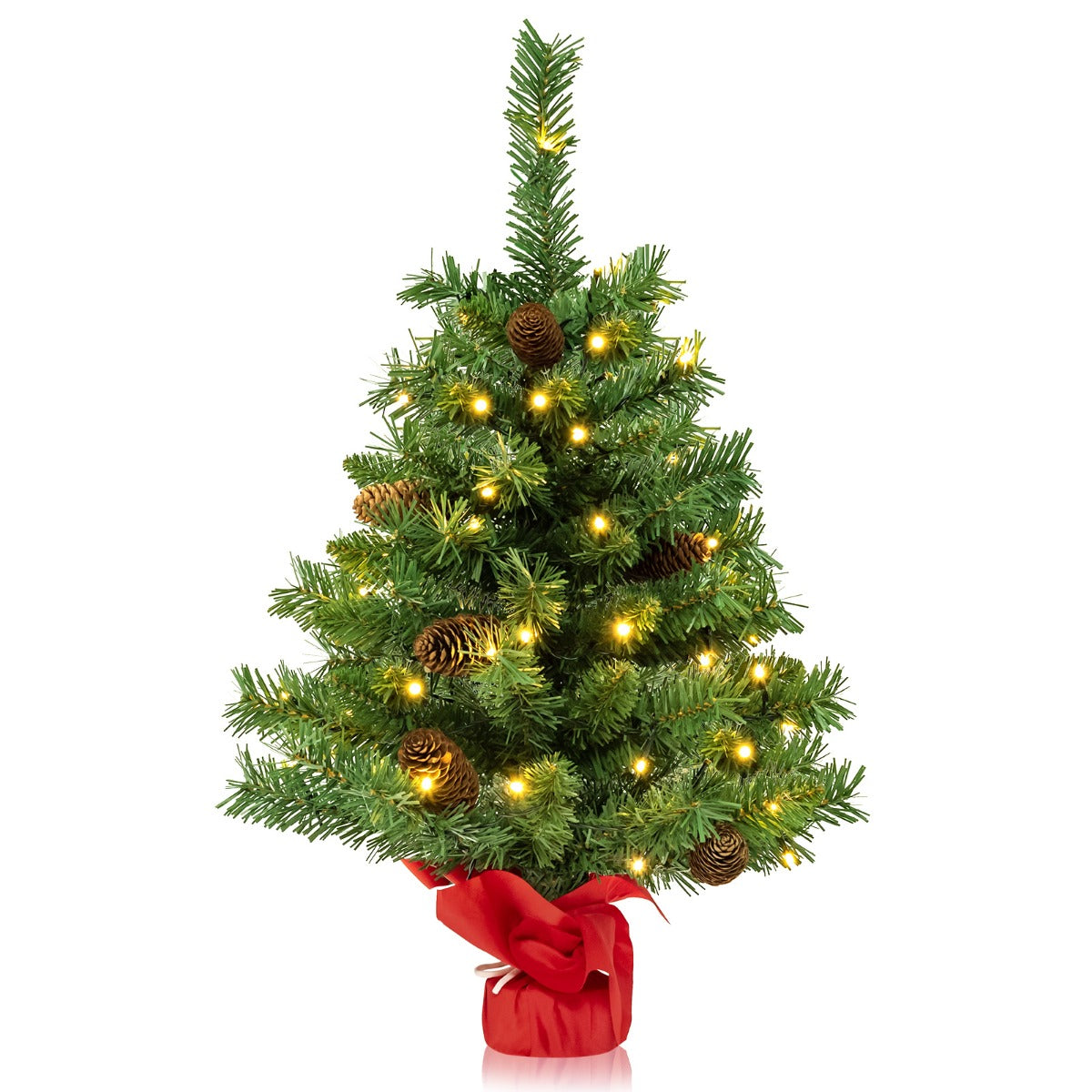 Stort – Upplyst Mini Julgran Bordsträd med LED ljus Gröna – 50 64 cm – Grön