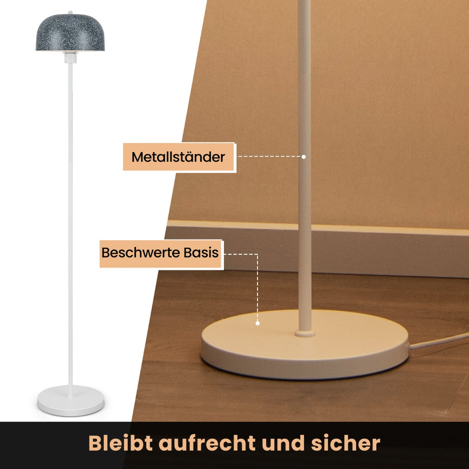 Golvlampa – med fotkontakt och E27 lampfot lampskärm – 146 cm – Grå