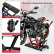Motorcykellyft – upp till stegs höjdjusterbar hydraulisk motorcykeljack – 680 kg 3 – Röd