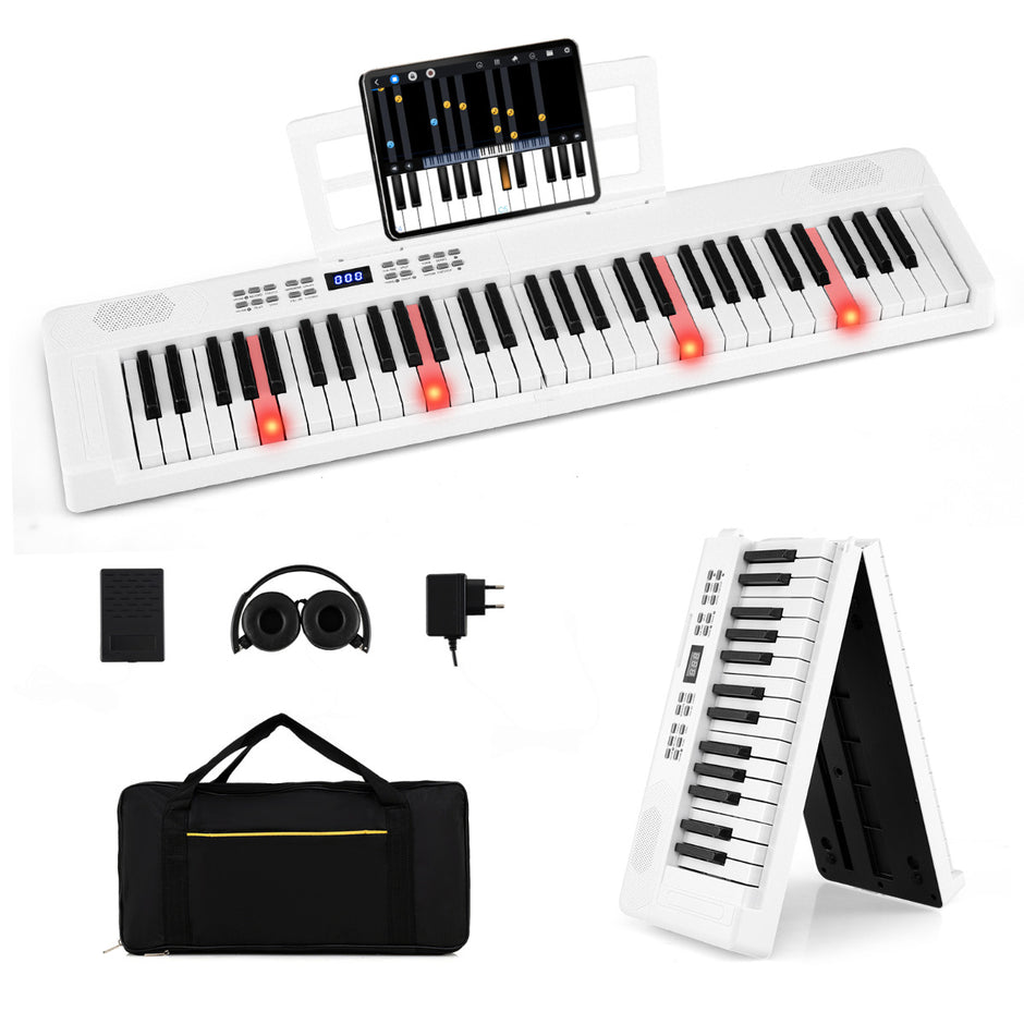 tangenters – hopfällbart pianokeyboard fullvärdigt elektroniskt med MIDI och Split funktion Vitt – 61 – Vit
