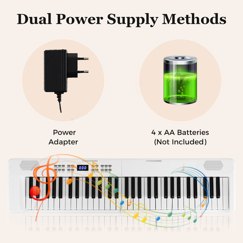 tangenters – hopfällbart pianokeyboard fullvärdigt elektroniskt med MIDI och Split funktion Vitt – 61 – Vit