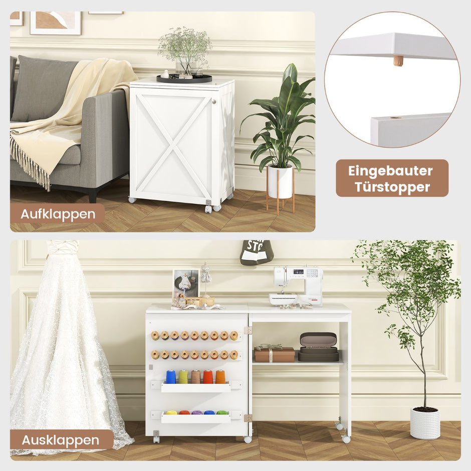 i – syskåp och skrivbord hopfällbart sybord Multi purpose Craft Station med förvaringsutrymme – 2 1 – Vit