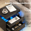 Sängbord – med LED belysning Nattduksbord Sidobord lådor – 2 50 x 40 x 58 cm – Svart