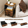 Set – med sängbord laddstation och lådor sidofickor Industriellt sidobord brunt – 2 2 6 – Rustik brun