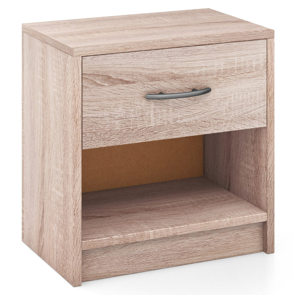 Sängbord – med låda Litet sidobord öppet fack Naturell – 38,5 x 28 x 40,5 cm – Natur