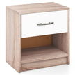 Sängbord – med låda Litet sidobord öppet fack + – 38,5 x 28 x 40,5 cm – Natur + vit