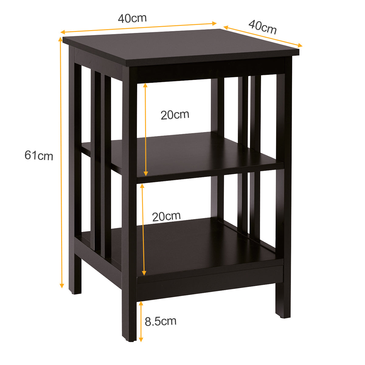 Sängbord – våningar set med sidobord Nattduksbord soffbord för sovrum – 3 2 40 x 40 x 61 cm – Kaffe