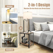 Modernt – sidobord med bordslampa och 360° roterande sänglampa – 49 x 34 x 144 cm – Brun