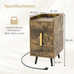 Sängbord – med laddstation smalt lådor och USB portar – 2 40 x 32 x 60 cm – Rustik brun