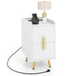 Sängbord – med laddstation, smalt lådor och USB portar, – 2 40 x 32 x 60 cm – Vit