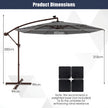 Parasoll – fribärande med solar LED lampor och vev – 300 cm 40 – Grå