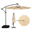 Fribärande – parasoll med solar LED lampor och sandsäckar vev UV skydd – 40 Ø 300 cm – Beige
