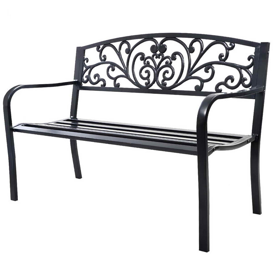 Trädgårdsbänk – Gunga Parkbänk Trädgårdsmöbler Ölträdgård Gjutjärn – 127 x 60 x 85 cm – Svart