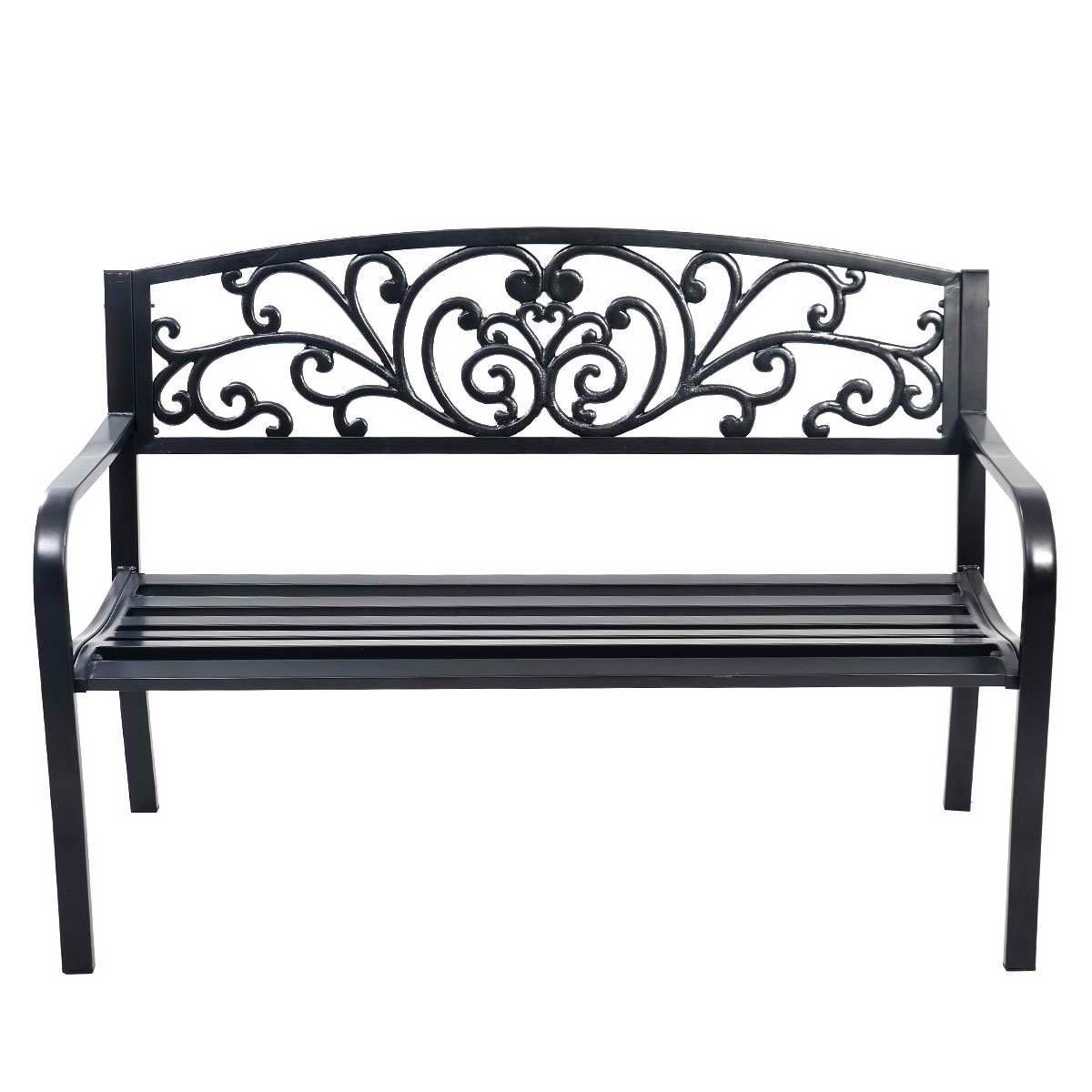 Trädgårdsbänk – Gunga Parkbänk Trädgårdsmöbler Ölträdgård Gjutjärn – 127 x 60 x 85 cm – Svart
