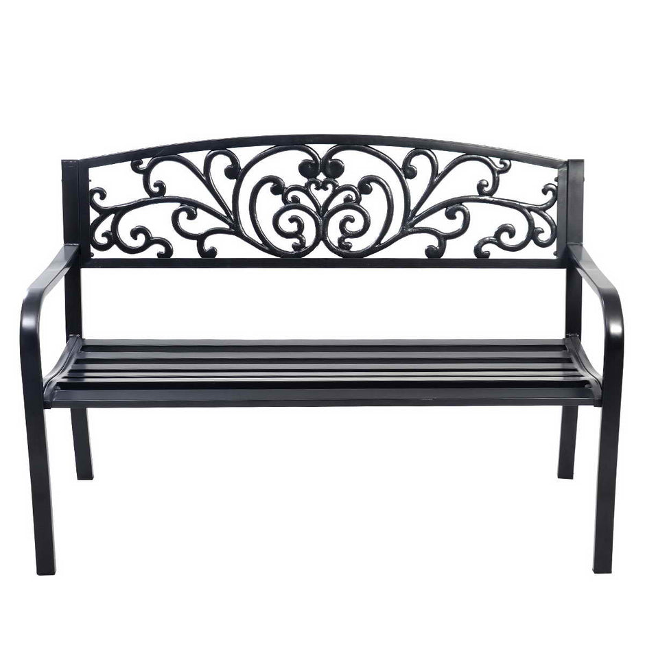 Trädgårdsbänk – Gunga Parkbänk Trädgårdsmöbler Ölträdgård Gjutjärn – 127 x 60 x 85 cm – Svart