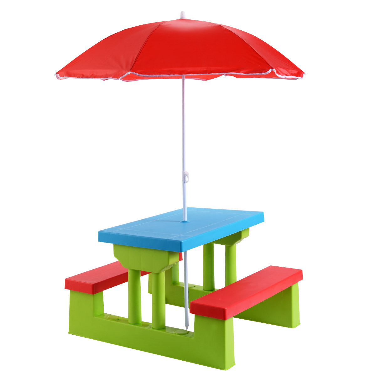 Barnsittgrupp – barnbord bänk barnmöbler med parasoll – Färgglad