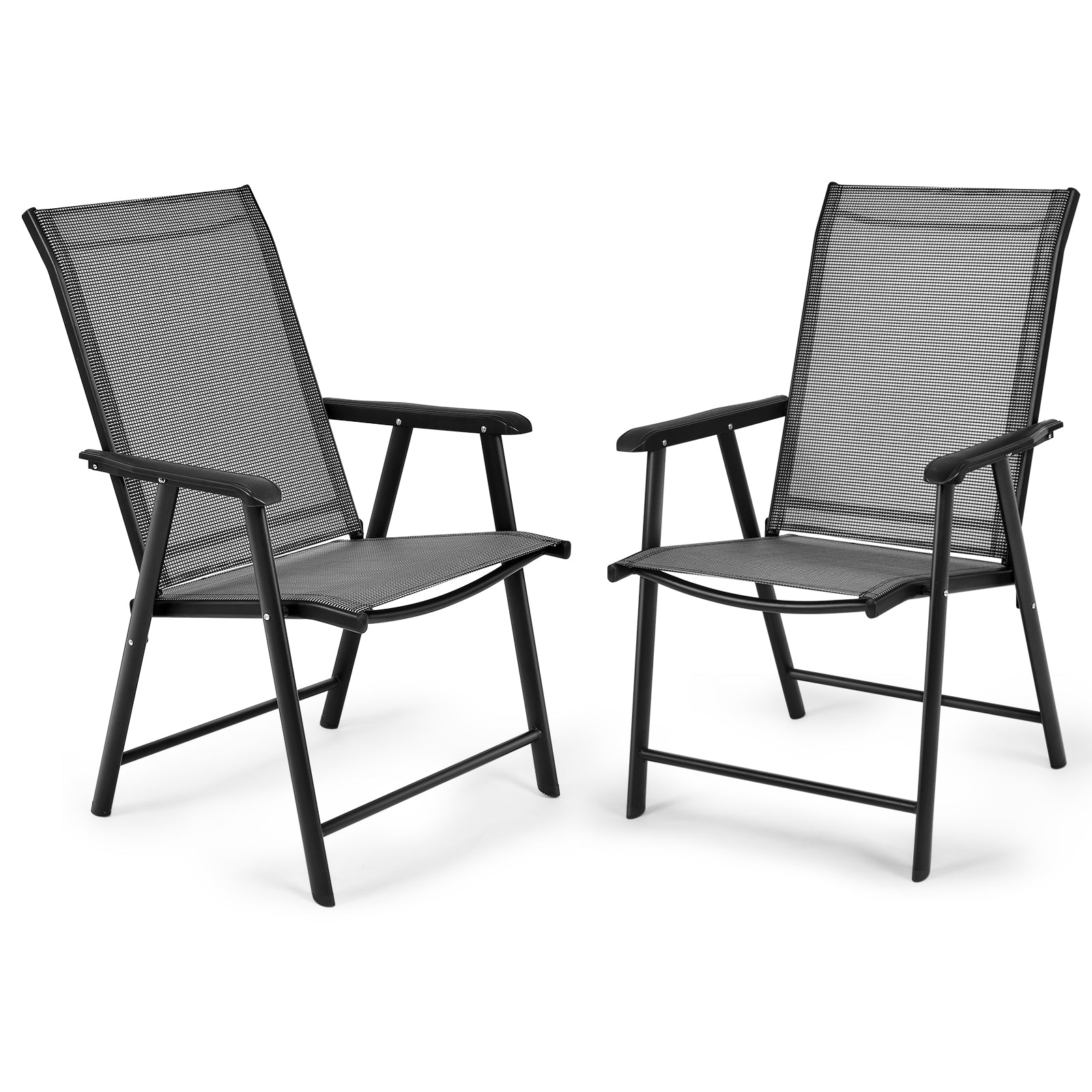 pack – hopfällbara stolar Trädgårdsstol Fällstol Uteplatsstol för campingturer Campingstol – 2 – Grå