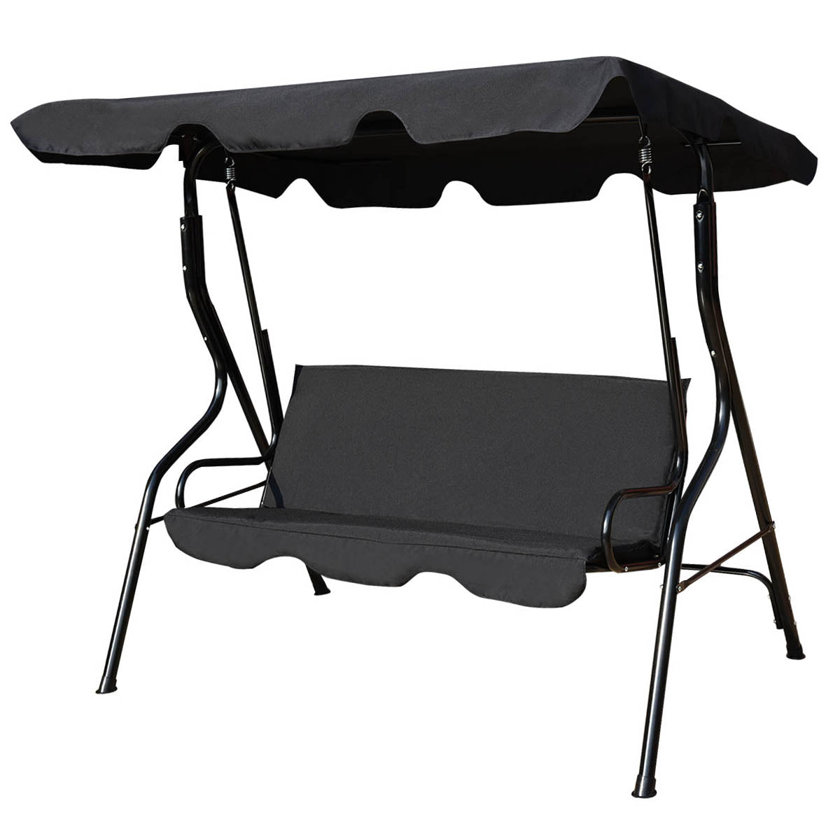 Hollywood – swing sits trädgård gunga gungbänk med taklucka grön/brun/ – 3 172 x 154 x 110 cm – Svart