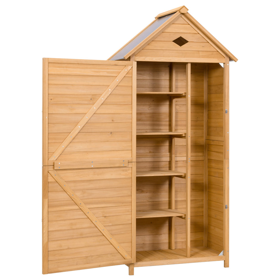 Trädgårdsskåp – i trä, verktygsbod, verktygsskåp – 70 x 36 x 177 cm – Natur