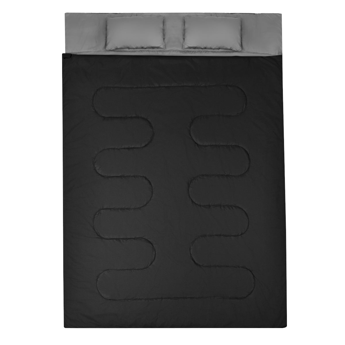 Goplus – dubbelsovsäck personer XL filt med kuddar – 2 2 220 x 150 cm – Svart