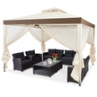 Trädgårdspaviljong – Trädgårdstält Camping Partytält med sidoväggar – 4 300 x 300 x 265 cm – Beige