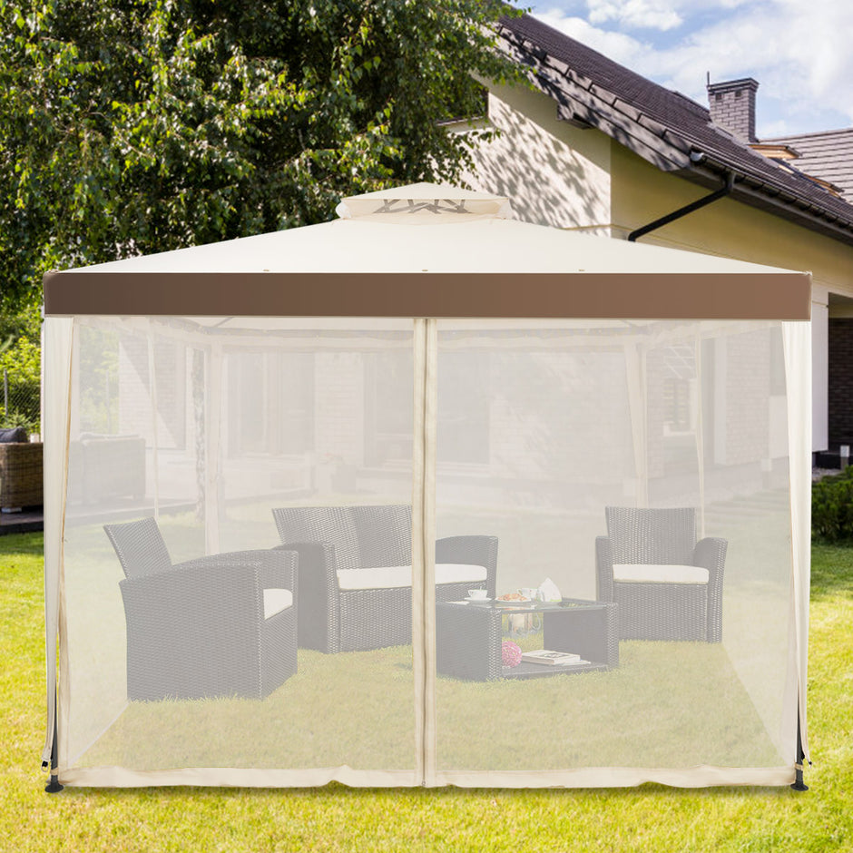 Trädgårdspaviljong – Trädgårdstält Camping Partytält med sidoväggar – 4 300 x 300 x 265 cm – Beige