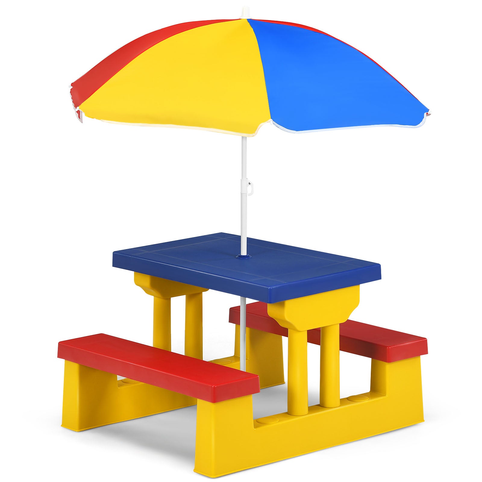 Barnsittgrupp – Barnbord Picknickbänk med parasoll – Färgglad