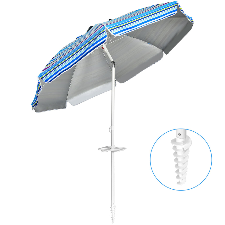 Strandparaply – UPF50+ Solskydd Bärbar Parasoll Uteplats – 2,2 m – Ljusblå