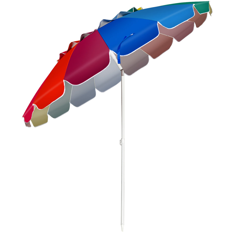 Strandparasoll – Utomhusparasoll i aluminium Lutbart uteplatsparaply Färgglatt – 243 cm – Färgglad