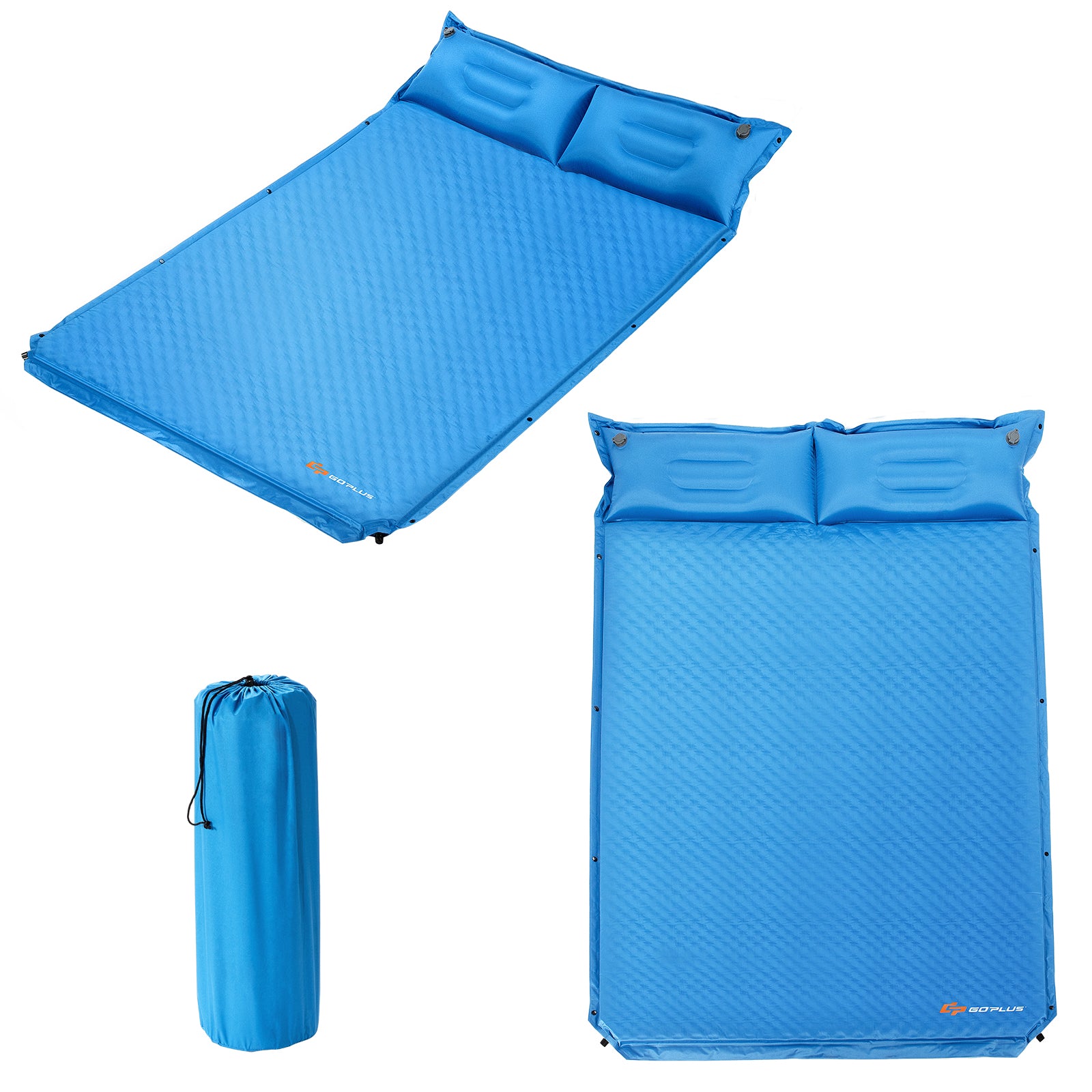 Campingmatta – med kudde personer självuppblåsande liggunderlag – 2 187 x 131 x 4 cm – Blå