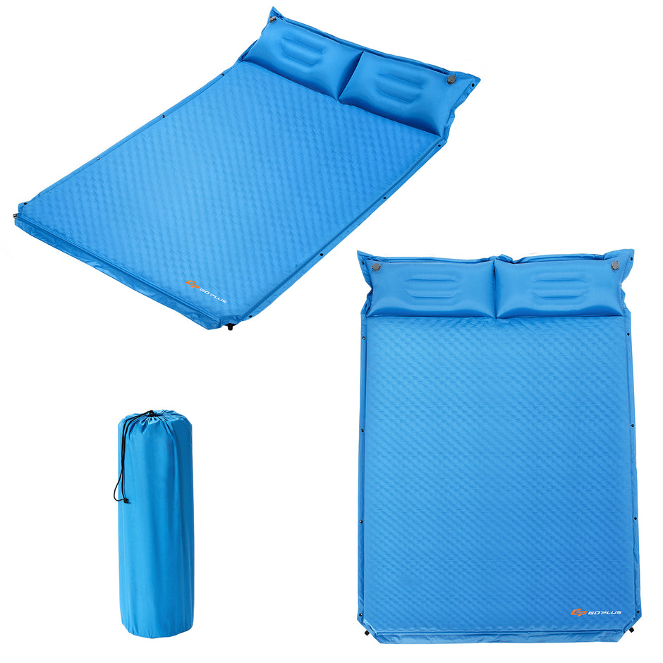 Campingmatta – med kudde personer självuppblåsande liggunderlag – 2 187 x 131 x 4 cm – Blå