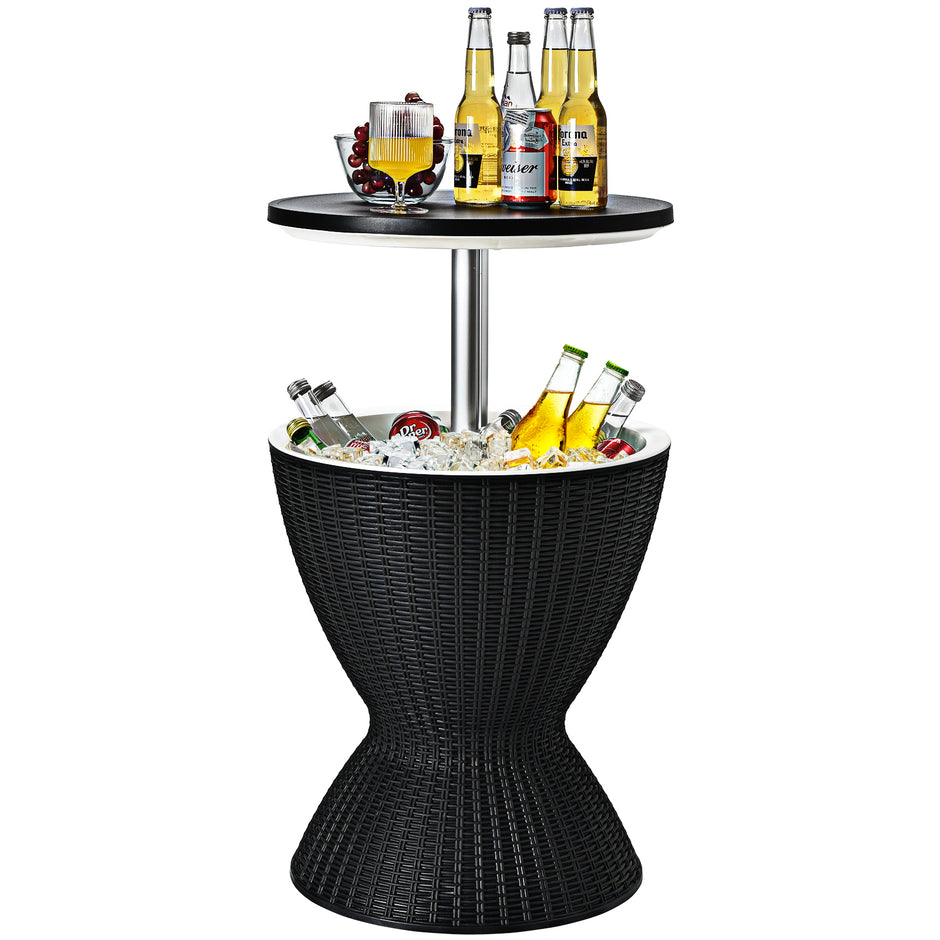 i – sidobord 30L kylbox Pall Trädgårdsbord Höjdjusterbar Ice Cooler – 3 1 – Svart