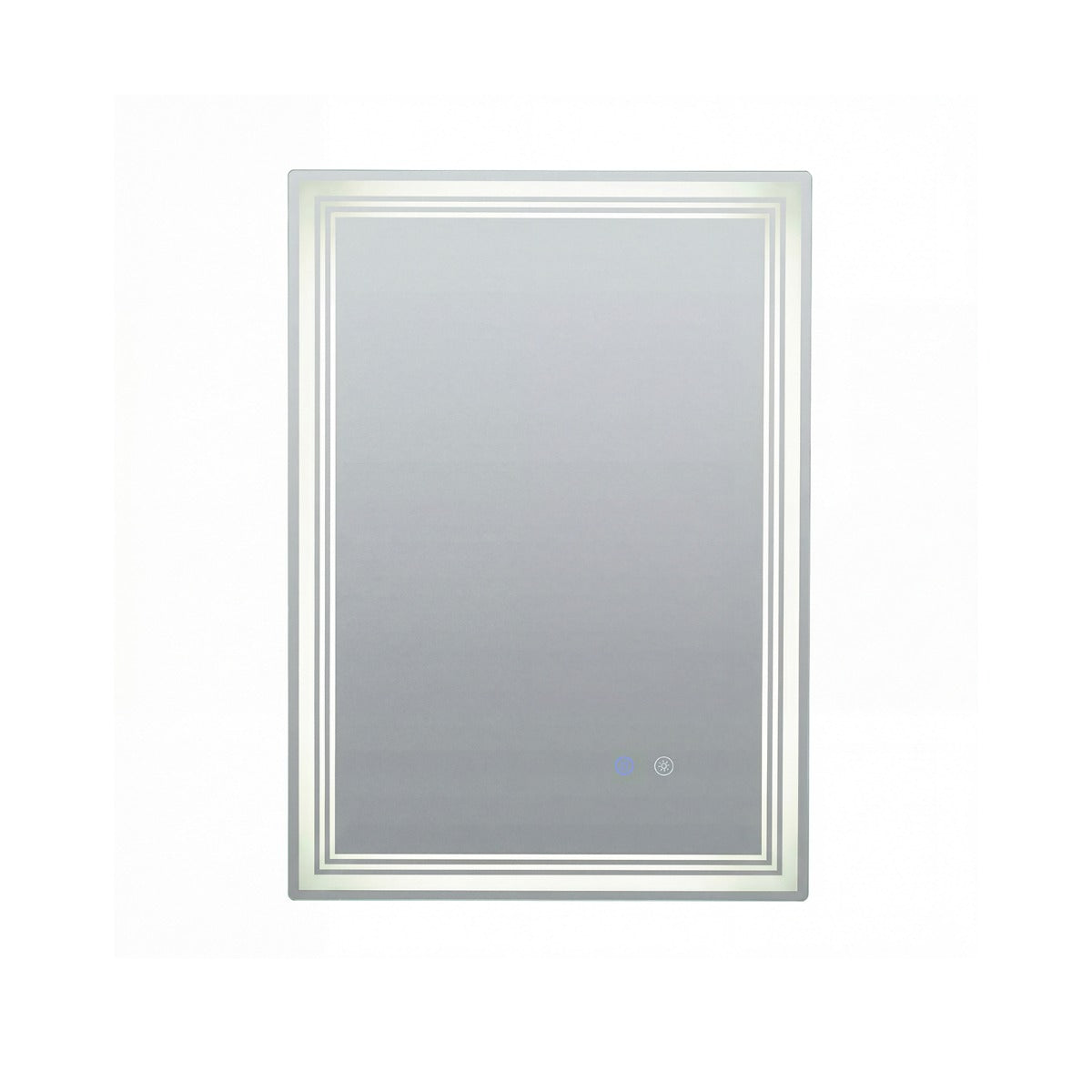 Rektangulär – badrumsspegel med LED belysning och imma säker minnesfunktion, väggspegel cm. – 70 x 50 – Silver