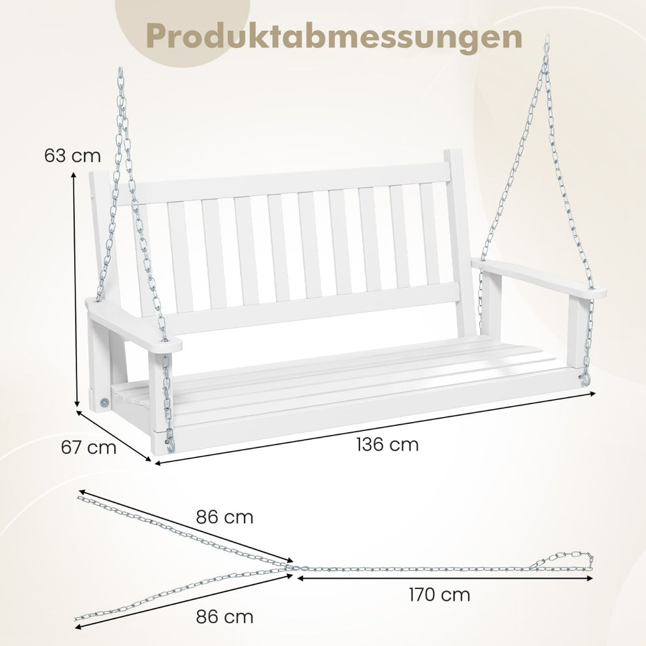 sits – hängbänk av massivt trä Hollywood gunga upp till lastkapacitet – 2 230 kg – Vit