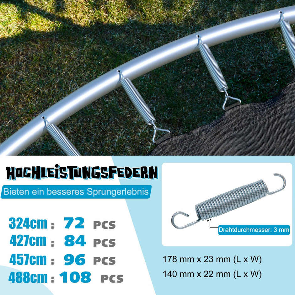 Utomhusstudsmatta – Diameter Trädgårdstrampolin Svart + – 366 cm – Blå