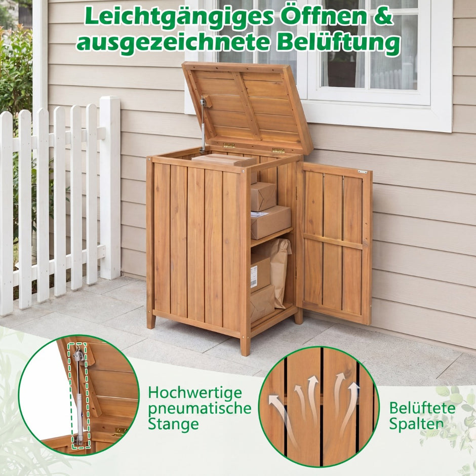 Trä – paketleveranslåda med gasfjäderlock och sidodörr uttagbar innerhylla, paketlåda – Natur