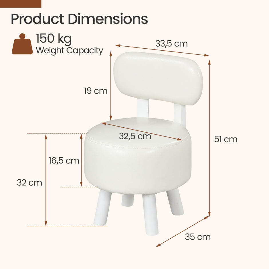 pack – sittpallar med ryggstöd och konstläderklädselPolstrad upp till bärkapacitet – 2 150 kg – Vit