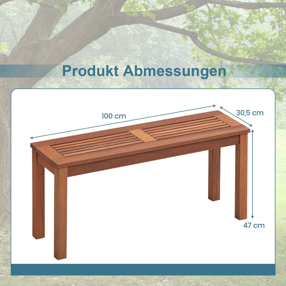 sits – trädgårdsbänk utan ryggstöd Väderbeständig Träbänk – 2 100 x 30,5 x 47 cm – Natur