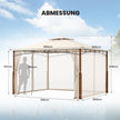 Paviljong – med dubbeltak och myggnät Vattentätt partytält – 3,6 x 3 m – Beige