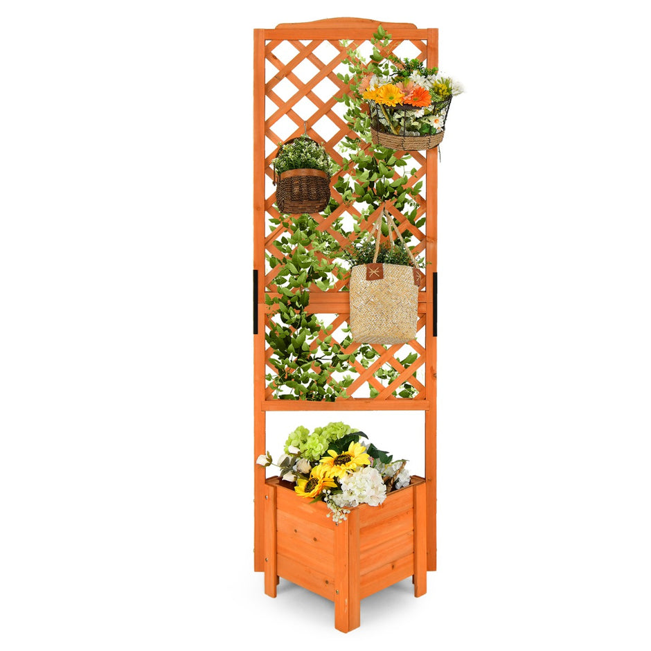 Planteringskärl – Hög Trädgårdssäng med Spaljé – 180 cm – Orange