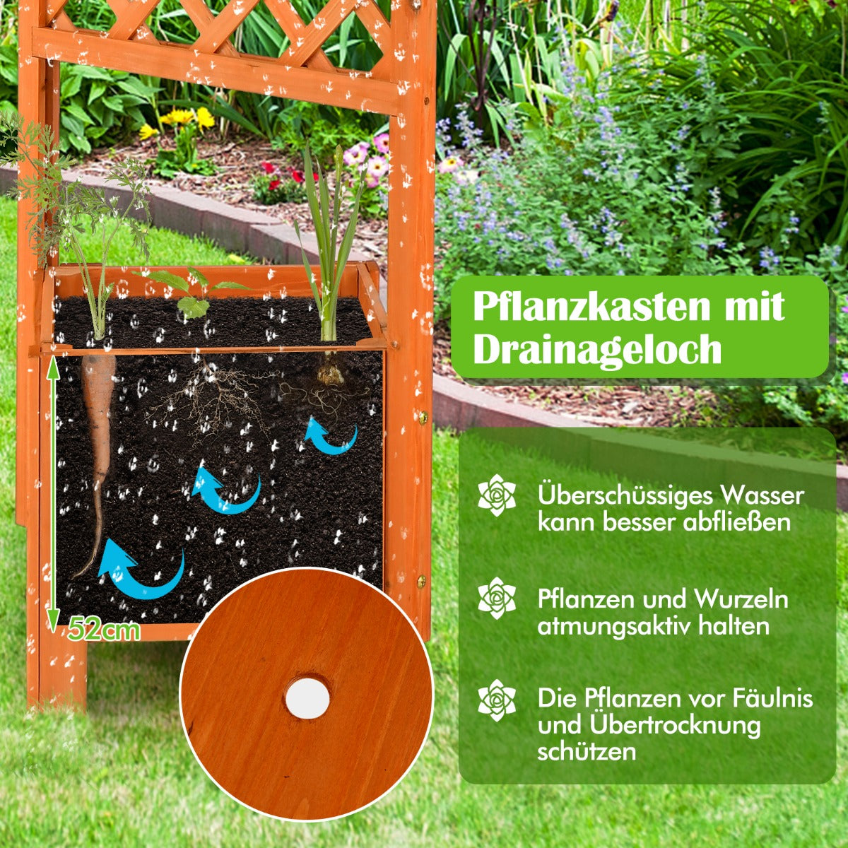 Planteringskärl – Hög Trädgårdssäng med Spaljé – 180 cm – Orange
