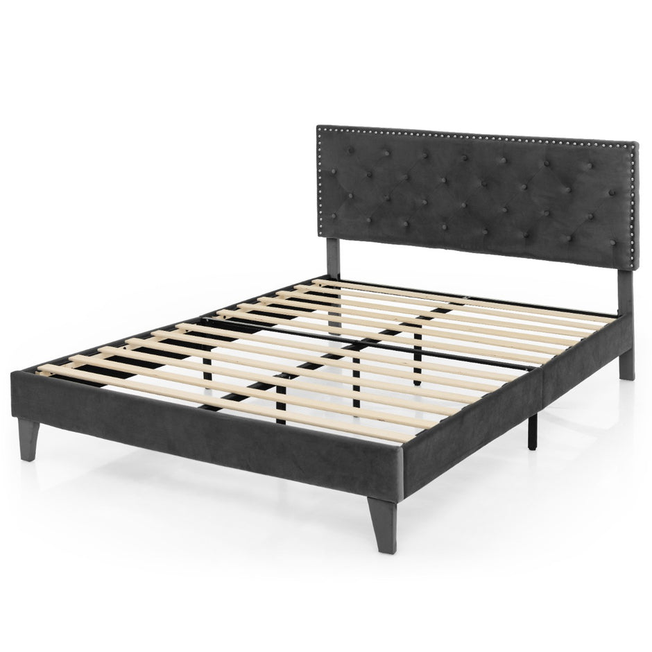 Stoppad – säng med lamellram och lastbar upp till – 200 x 180 cm 450 kg – Grå